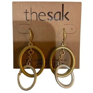 The Sak Gold Tone French Wire Dangle Earrings Gold Silver Double Tone NEW Earing